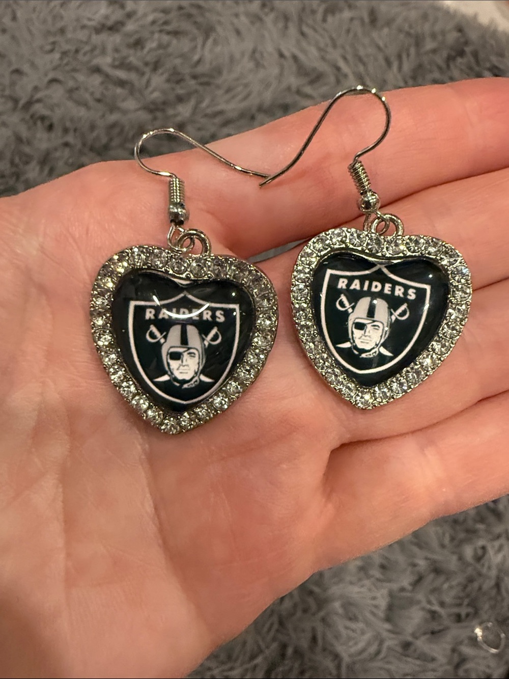 Riders by Lee Heart Logo Crystal Earrings - Silver and Black